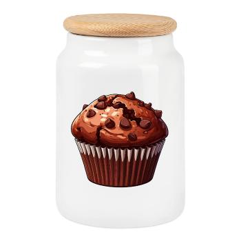 Chocolate Muffin - Cookie Jar with Wooden Lid - white - Front
