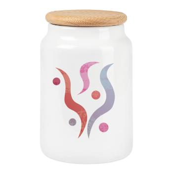 Yoga design_30 - Cookie Jar with Wooden Lid - white - Front
