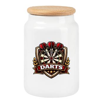 Darts Shield - Cookie Jar with Wooden Lid - white - Front