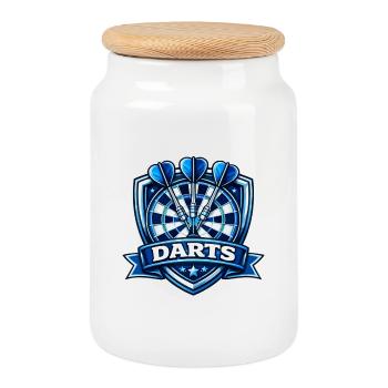 Logo du Bouclier Blue Darts - Boîte à biscuits avec couvercle en bois - blanc - Devant