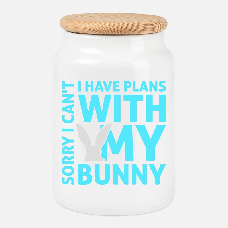 Sorry I Can't I Have Plans With My Bunny Hase Logo - Keksdose mit Holzdeckel - Weiß