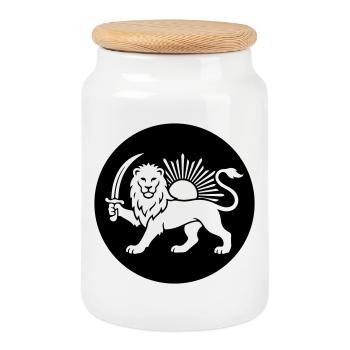 Persischer Löwe Persien Iran Symbol - Keksdose mit Holzdeckel - Weiß - Vorne