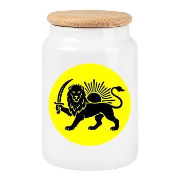 Löwe Persien Iran Symbol - Keksdose mit Holzdeckel - Weiß - Vorne