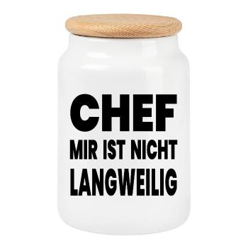chef - Cookie Jar with Wooden Lid - white - Front