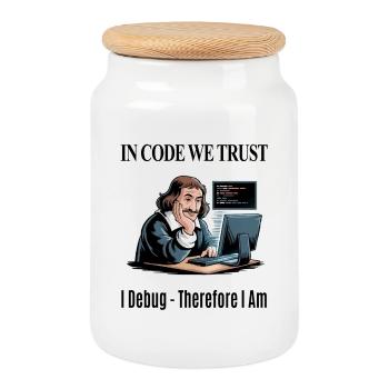 Descartes an der Tastatur – für weißen Hintergrund - Keksdose mit Holzdeckel - Weiß - Vorne