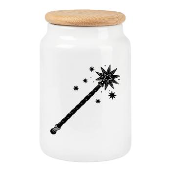 Magic wand - Cookie Jar with Wooden Lid - white - Front