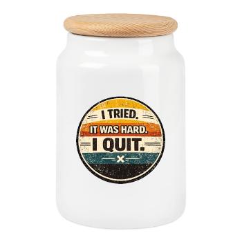 J’ai essayé, c’était difficile - Boîte à biscuits avec couvercle en bois - blanc - Devant