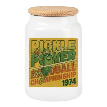 Pickle Power Handball Championship 1974 Retro - Cookie Jar with Wooden Lid - white - Front