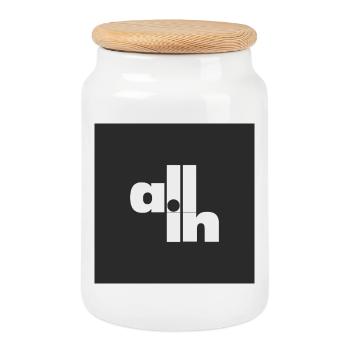 Déclaration minimale de tout en Poker Typographie - Boîte à biscuits avec couvercle en bois - blanc - Devant
