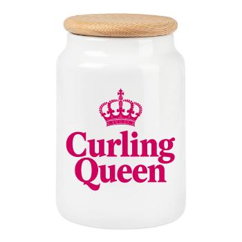 Curling Queen - Die Königin auf dem Eis - Keksdose mit Holzdeckel - Weiß - Vorne