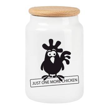 Chicken Fans - Rooster - Rooster - Silk Chicken - Organic - Cookie Jar with Wooden Lid - white - Front