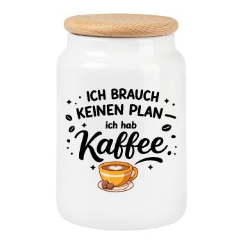 I don't need a plan, I need coffee - Cookie Jar with Wooden Lid - white - Front