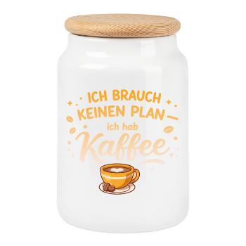 I don't need a plan, I need coffee - Cookie Jar with Wooden Lid - white - Front