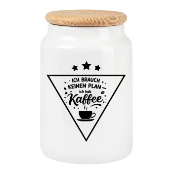 I don't need a plan, I need coffee - Cookie Jar with Wooden Lid - white - Front
