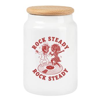 Couple de danse rock steady sur vinyle - Boîte à biscuits avec couvercle en bois - blanc - Devant