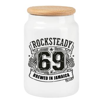 Rocksteady 69 Brewed in Jamaica - Keksdose mit Holzdeckel - Weiß - Vorne