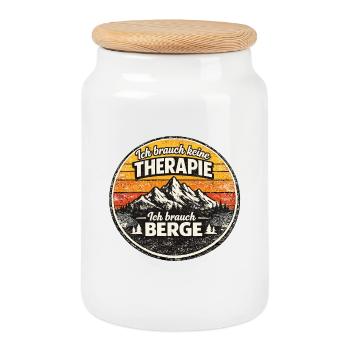 Berge statt Therapie Patch - Keksdose mit Holzdeckel - Weiß - Vorne