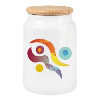 Yoga design_45 - Cookie Jar with Wooden Lid - white - Front