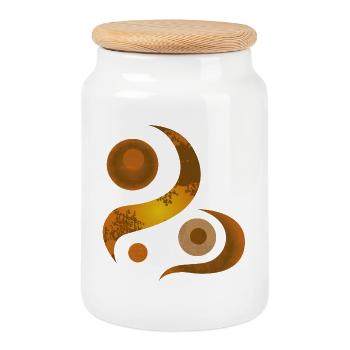 Yoga design_47 - Cookie Jar with Wooden Lid - white - Front