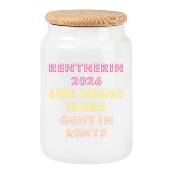 Pensionnaire d’adieu 2026 - Boîte à biscuits avec couvercle en bois - blanc - Devant