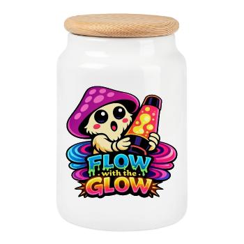 Pilz Lava Lampe Flow - Keksdose mit Holzdeckel - Weiß - Vorne