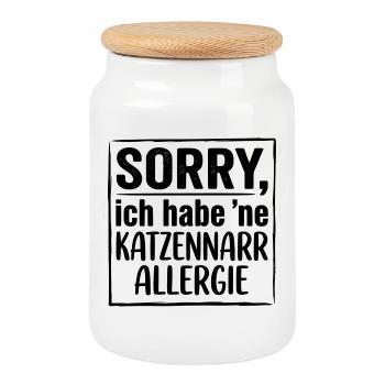 T-shirt drôle pour chats allergique et allergique pour chats - Boîte à biscuits avec couvercle en bois - blanc - Devant