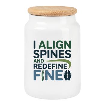 Osteopath I Align Spines Redefine Fine  - Cookie Jar with Wooden Lid - white - Front