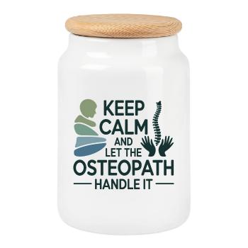 Osteopath Keep Calm Handle It Professional  - Cookie Jar with Wooden Lid - white - Front