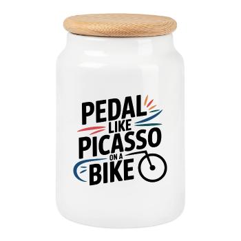 Artistic Cycling Bike Professional  - Cookie Jar with Wooden Lid - white - Front