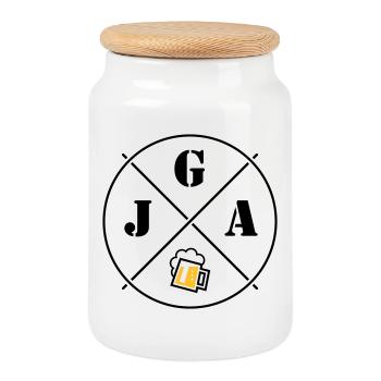 Bière pour enterrement de vie de garçon (symbole de cercle pour enterrement de vie de garçon POS2C) - Boîte à biscuits avec couvercle en bois - blanc - Devant