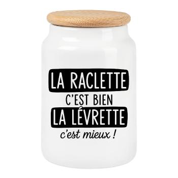 Raclette ist gut, ist besser - Keksdose mit Holzdeckel - Weiß - Vorne