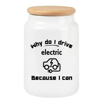 Electric cars and the mobile future - Cookie Jar with Wooden Lid - white - Front
