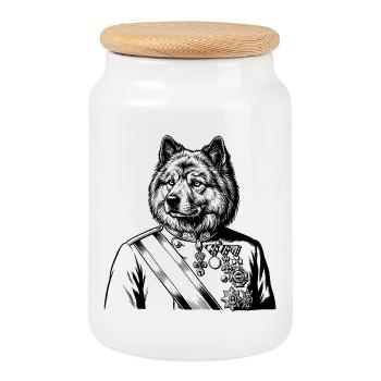 Eurasier | Royal - Keksdose mit Holzdeckel - Weiß - Vorne