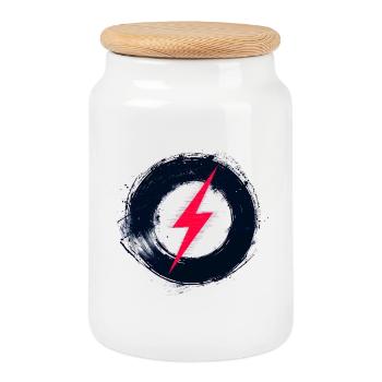Liberté numérique - Art rétro du futur - Boîte à biscuits avec couvercle en bois - blanc - Devant