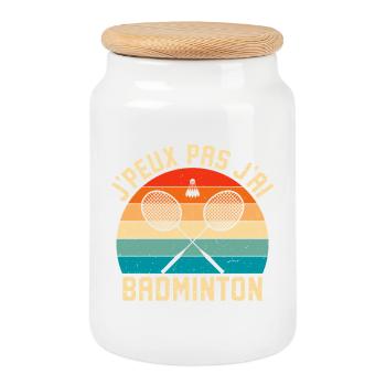 j'peux pas j'ai badminton  - Boîte à biscuits avec couvercle en bois - blanc - Devant