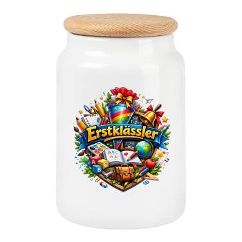 Erstklässler Lernwelt Logo - Keksdose mit Holzdeckel - Weiß - Vorne