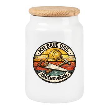 I'll build this sometime - Cookie Jar with Wooden Lid - white - Front