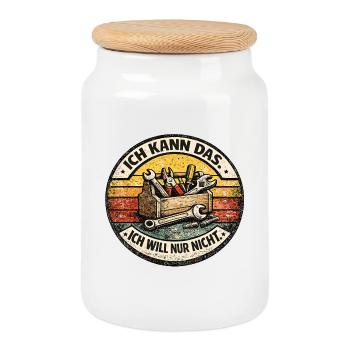 Je peux le faire, je ne veux juste pas faire de patch - Boîte à biscuits avec couvercle en bois - blanc - Devant