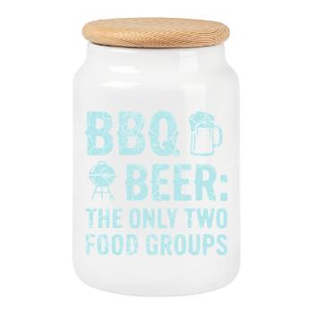 BBQ Shirt, Hoodie für Grillmeister und Grillfans - Keksdose mit Holzdeckel - Weiß - Vorne