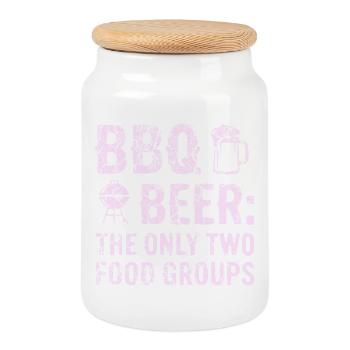 BBQ Shirt, hoodie, geschenkidee für Grillmeister - Keksdose mit Holzdeckel - Weiß - Vorne