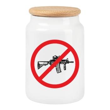 Signe de paix d’interdiction d’armes - Illustration - Boîte à biscuits avec couvercle en bois - blanc - Devant