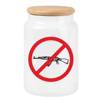 Signe de paix d’interdiction d’armes - Illustration - Boîte à biscuits avec couvercle en bois - blanc - Devant
