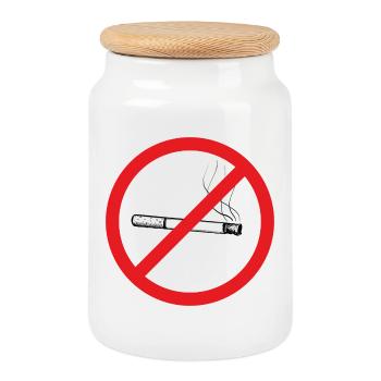 Non-smoking sign - illustration - Cookie Jar with Wooden Lid - white - Front