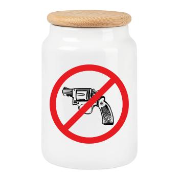 Weapon Ban Peace Sign - Illustration - Cookie Jar with Wooden Lid - white - Front