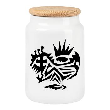 Tatouage tribal sur le visage avec croix - Boîte à biscuits avec couvercle en bois - blanc - Devant
