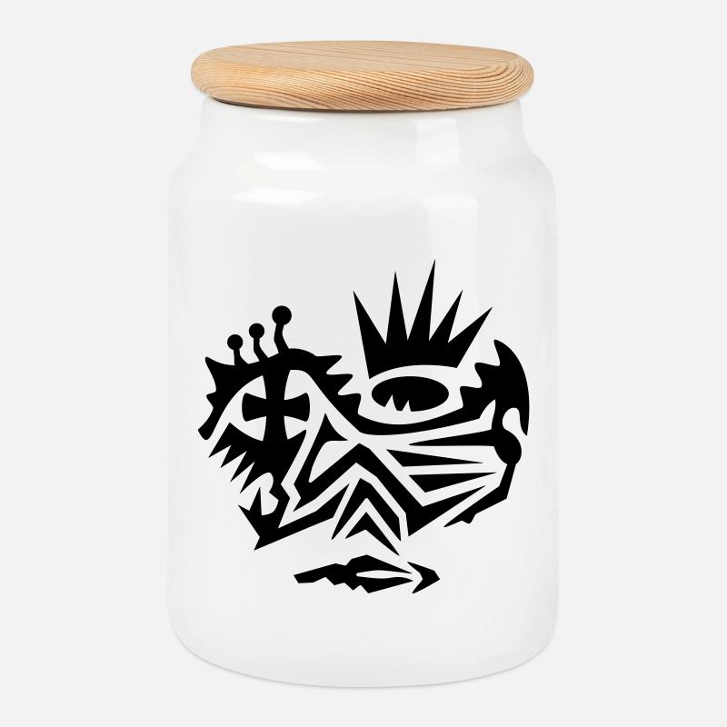 Face tattoo tribal with cross - Cookie Jar with Wooden Lid - white