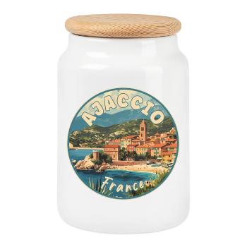 Explorer Ajaccio en France Paradis méditerranéen - Boîte à biscuits avec couvercle en bois - blanc - Devant