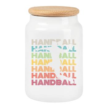 Handball player - Cookie Jar with Wooden Lid - white - Front