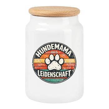 Maman de chien passionnée - Boîte à biscuits avec couvercle en bois - blanc - Devant