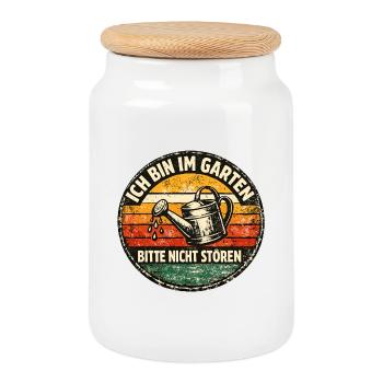 Garden Tranquility Please Do Not Disturb Retro - Cookie Jar with Wooden Lid - white - Front